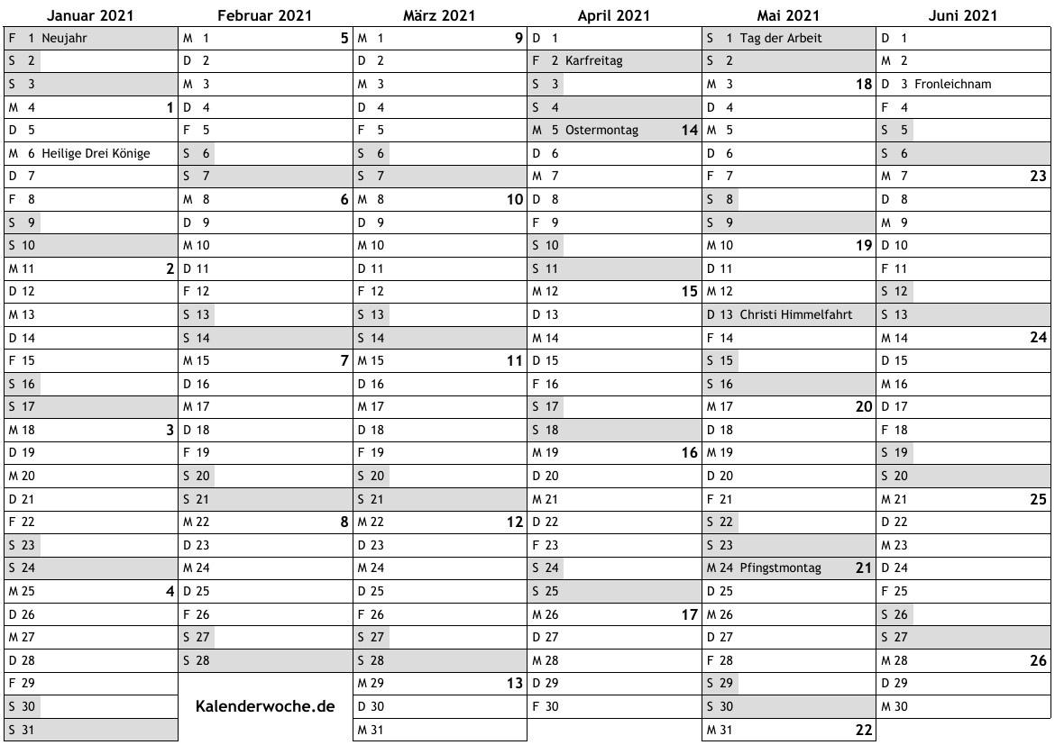 Kalender 2021 1 Halfte